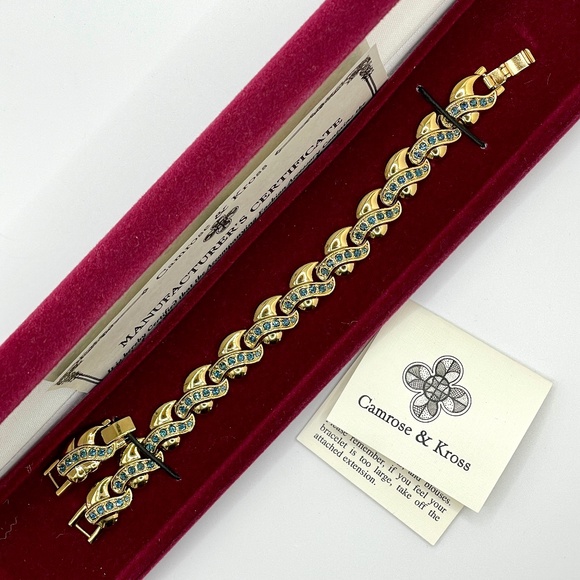 Camrose & Kross Jewelry - Camrose & Kross Gold Plated  Sapphire Blue Crystal JBK Bracelet with Box